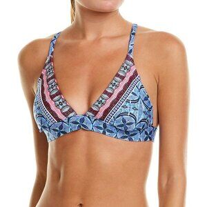NWT La Blanca "Realist" Blue Mosaic Print Bikini Top